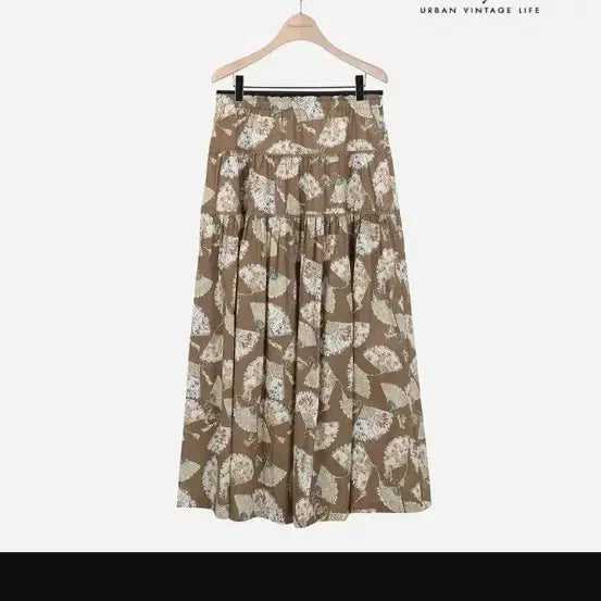[BUNJANG] Thursday Island Fan Pattern Tiered Long Skirt / 써스데이아일랜드 부채패턴티어드롱스커트