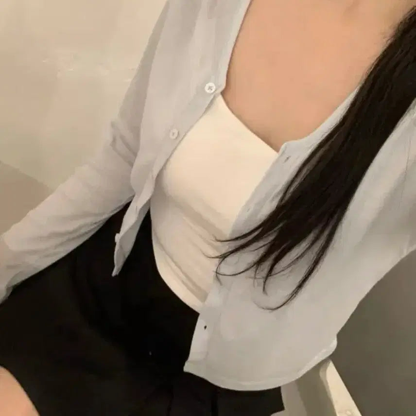 [BUNJANG] Have A Good Season Light Blue Cropped Cardigan / 간절기 크롭가디건 라이트블루 에이블리 해브어고 여름가디건