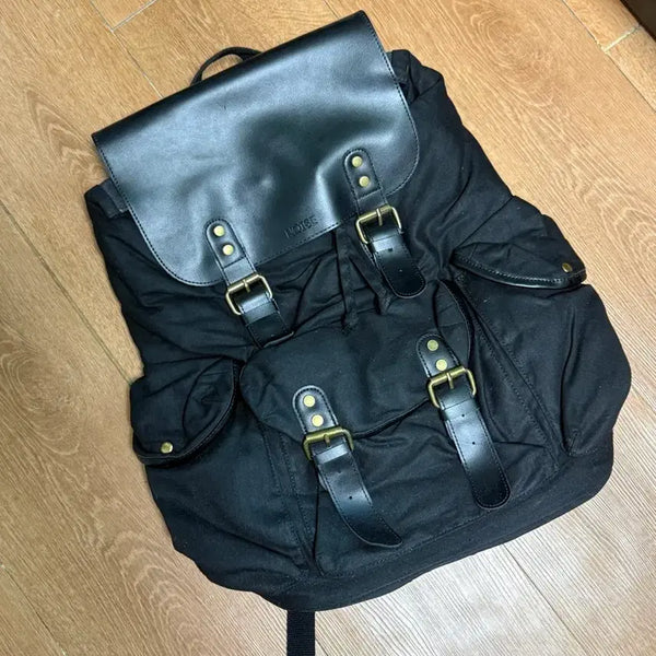 [BUNJANG] Noise Washed Vintage Backpack Black / 급처 노이즈 워시드 빈티지 백팩 블랙 noise