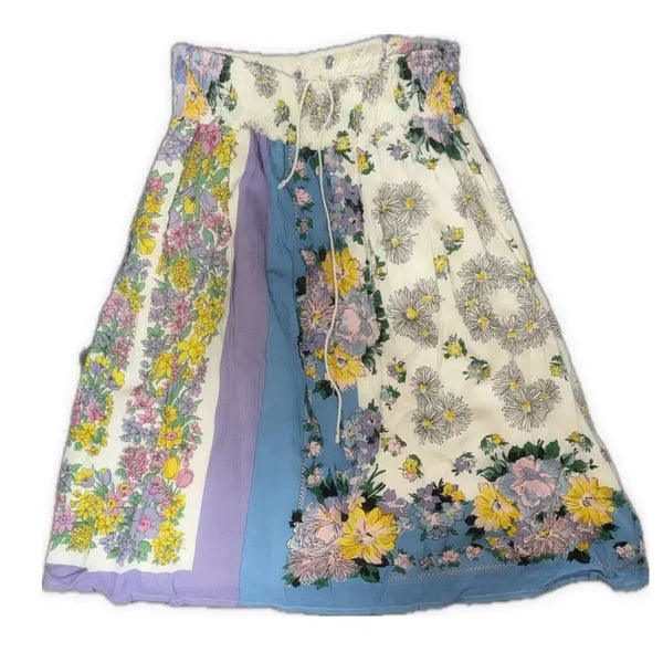 [BUNJANG] Mori Girl Floral Patch Long Skirt / 모리걸 풀밴딩 패치스커트 잔꽃플라워 패턴 롱스커트