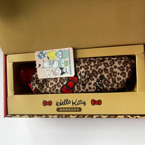 [BUNJANG] Hello Kitty Leopard Pattern Sun Umbrella (Red) / 헬로키티 레오파드 패턴 양산 우산 새상품(레드)