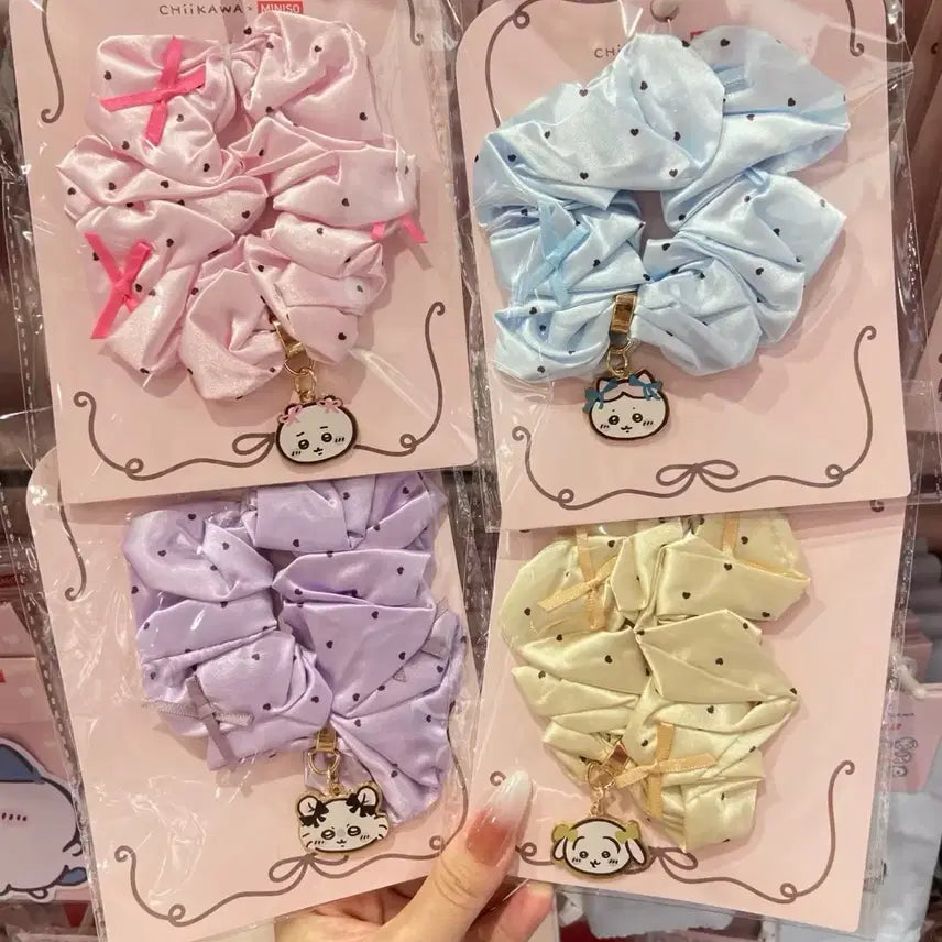 [BUNJANG] Genuine Chiikawa Inc. Accessory Set / 정품) 신상 치이카와 곱창밴드 / 리본 먼작귀 챰 머리끈