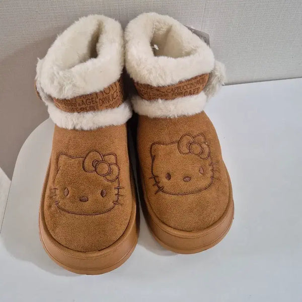 [BUNJANG] Hello Kitty Brown Fur Boots / 헬로키티 퍼 부츠 브라운