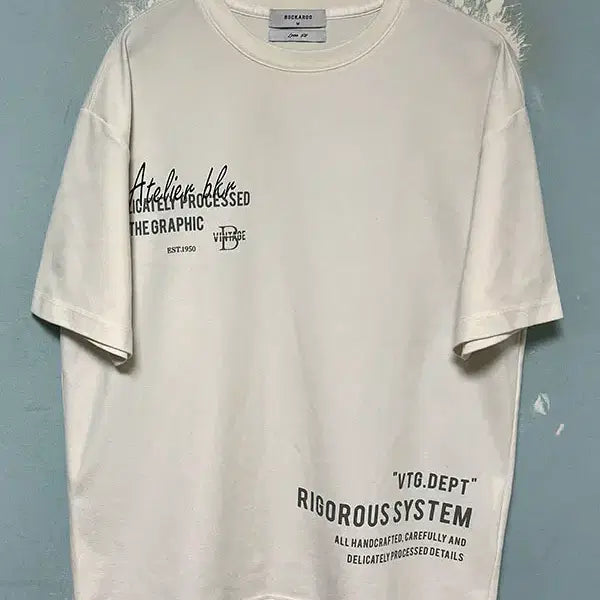 [BUNJANG] Buckaroo Loose Fit Typo Lettering Men's T-Shirt White L / 버커루 분또 루즈핏 타이포레터링 남자 반팔티 화이트 라운드넥 L 100