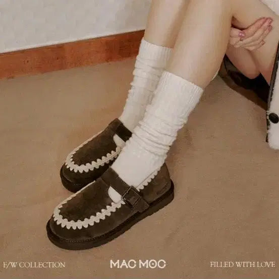 [BUNJANG] MARKMOC Ddami Calfskin T-Strap Loafers / 마크모크 Ddami 따미 소가죽 스티치 포인트 T스트랩 방한 로퍼