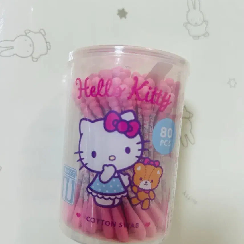 [BUNJANG] Hello Kitty Cotton Swabs - 80 Count (Pink) / 헬로키티 면봉 80개입 핑크