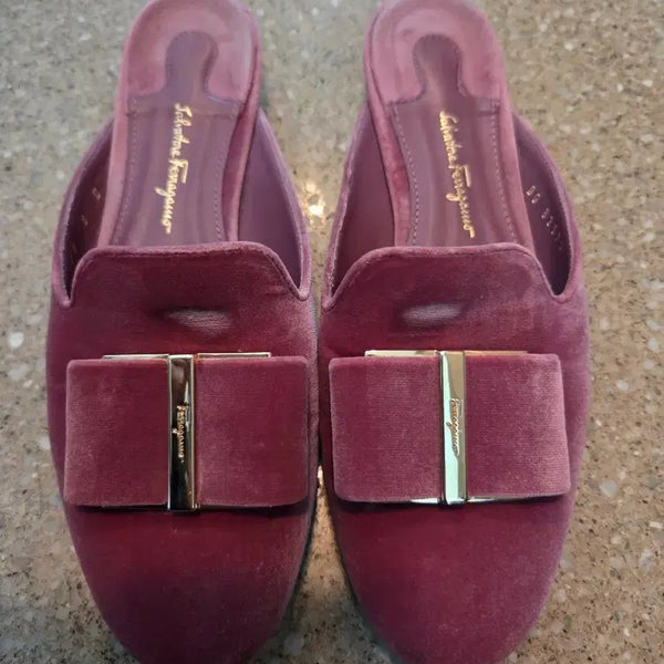 [BUNJANG] Salvatore Ferragamo Pink Gold Mules Loafers, Vibram Sole, Size 5 / 페라가모 뮬 블로퍼 핑크 골드 비브람 밑창 사이즈 5