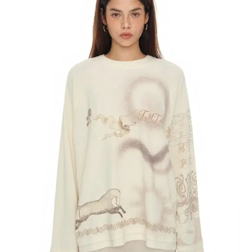 [BUNJANG] Too Much Tax Ornament Waffle Oversized Long Sleeve T-Shirt / TMT 투머치택스 오너먼트 와플 오버사이즈 드 롱슬리브 티셔츠