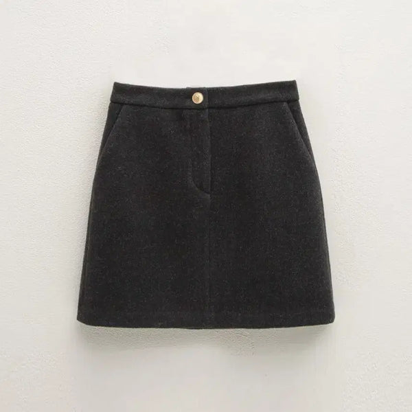 [BUNJANG] Atelier Nine Mini Wool Skirt - Charcoal M / [새상품] 아틀리에나인 미니 울 스커트 - 차콜M