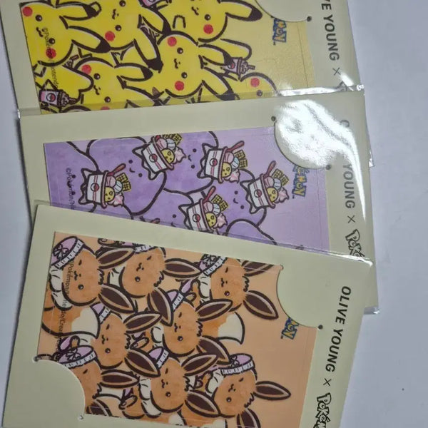 [BUNJANG] Pokemon Card Stickers 3 Types Set (Metamon, Eevee, Pikachu) / 올리브영 포켓몬스터 카드스티커 3종 1세트
