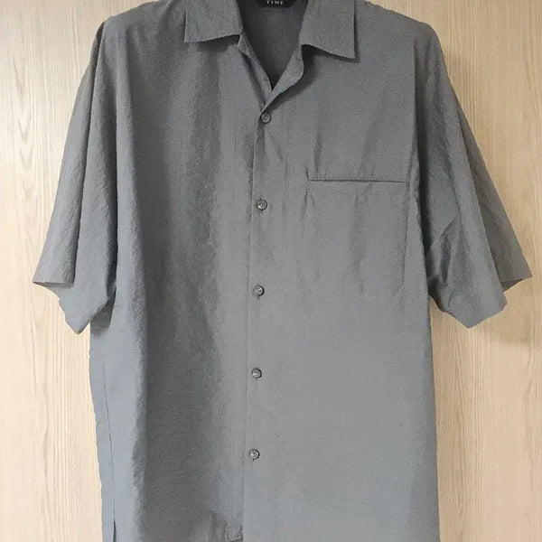[BUNJANG] Time Homme Wool Blend Short Sleeve Shirt Grey 105 / 타임옴므 마 혼방 반팔 셔츠 그레이 105