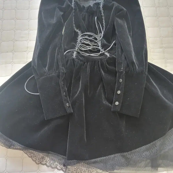 [BUNJANG] Velvet Gothic Princess Dress / 벨벳 고스 공주 원피스