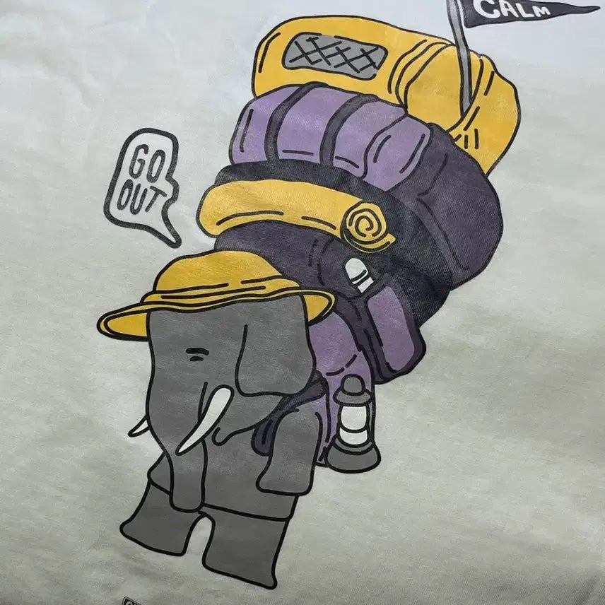 [BUNJANG] Calm Outdoors Elephant Camping Graphic T-Shirt XXL / 치앙마이 CALM OUTDOORS 캠핑 코끼리 그래픽 반팔티 XXL