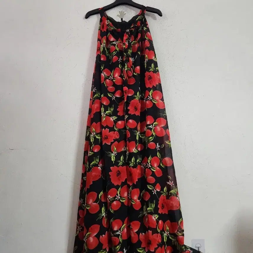 [BUNJANG] Floral Long Dress / 블랙 바탕 꽃무늬 롱 원피스