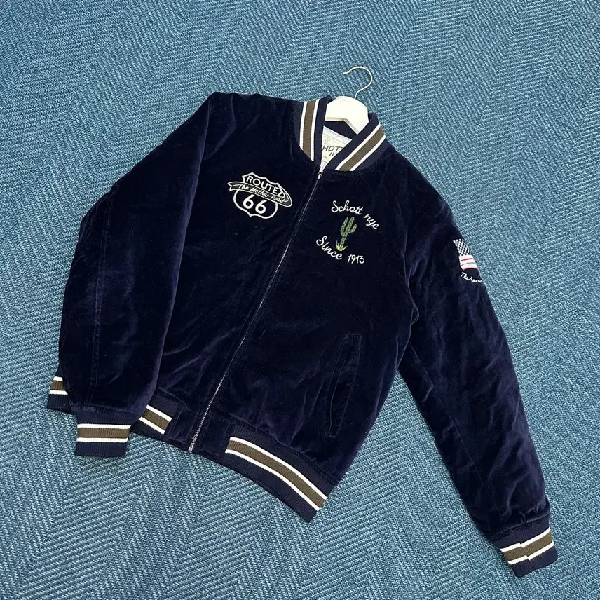 [BUNJANG] M Short Route 66 Velvet Souvenir Jacket / [M] 쇼트 루트66 벨벳 수베니어 자켓 만원샵