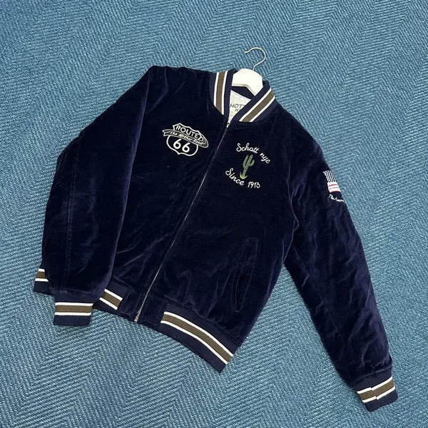 [BUNJANG] M Short Route 66 Velvet Souvenir Jacket / [M] 쇼트 루트66 벨벳 수베니어 자켓 만원샵