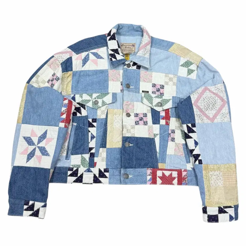[BUNJANG] Polo Ralph Lauren QR Quilt Patchwork Trucker Jacket S / 폴로 랄프로렌 QR 퀄트 패치워크 트러커 자켓 S