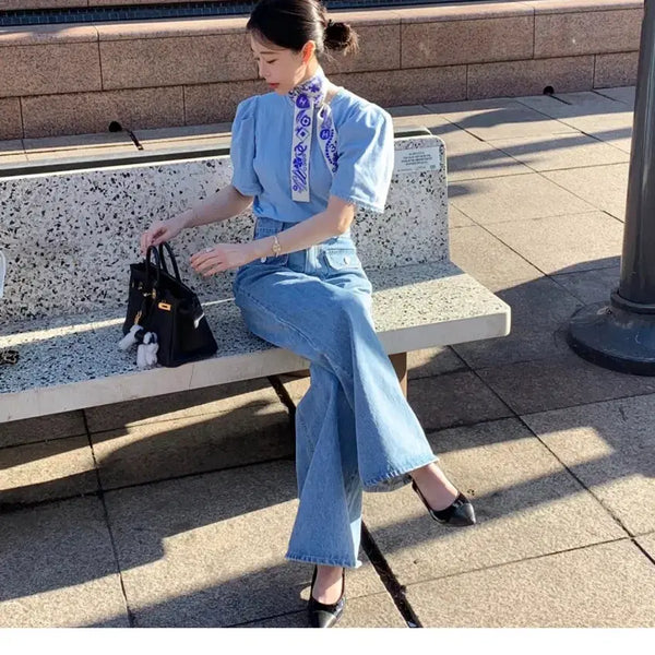 [BUNJANG] Bysini Handmade Lace Peach T (Sky Blue/Black) / (최종가) 바이씨니 제작 레이스피치티 (소라/블랙)