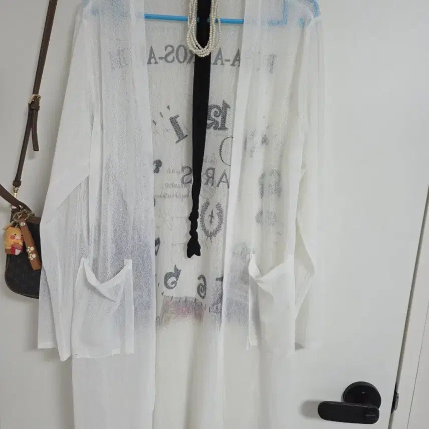 [BUNJANG] White Long Cardigan Lightweight Summer Knit / 화이트 롱 가디건 얇은 여름 니트