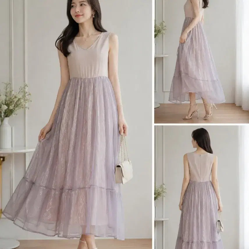 [BUNJANG] O'2nd 2021 Tulle Layered Crinkle Dress / 21년 한섬오즈세컨 O'2nd 튤 레이어드 크링클 원피스