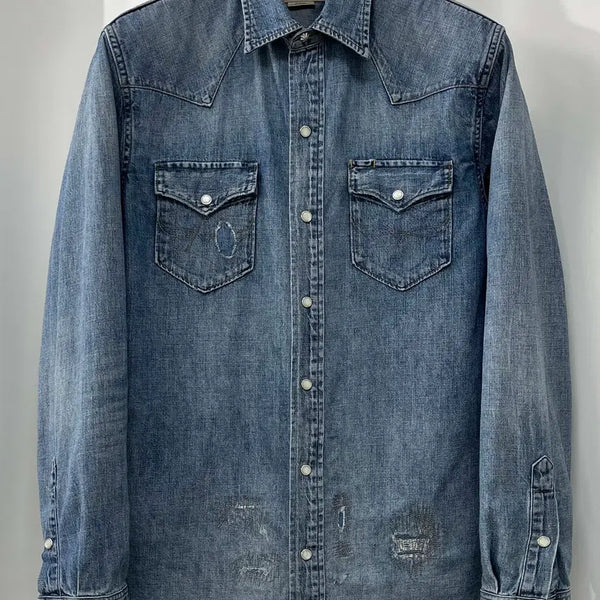 [BUNJANG] Polo Ralph Lauren Concho Repair Indian Southwestern Denim Shirt / 폴로 랄프로렌 콘초 리페어 인디언 사우스 웨스턴 데님 셔츠