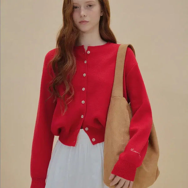 [BUNJANG] Twice Shorty Embroidery Round Long Sleeve Cardigan / [새상품] 트위 쇼티 자수 라운드 긴팔 가디건