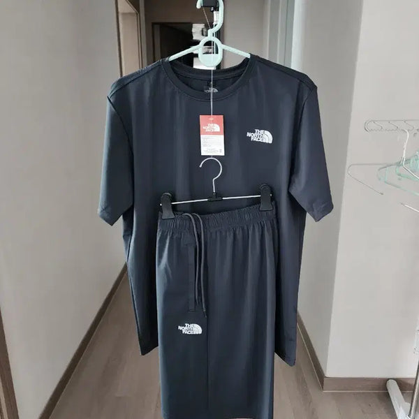 [BUNJANG] The North Face Embroidered Logo Cooling Shorts Set - Charcoal, L (100) / 노스페이스 자수로고 냉감반바지세트 먹색L 100