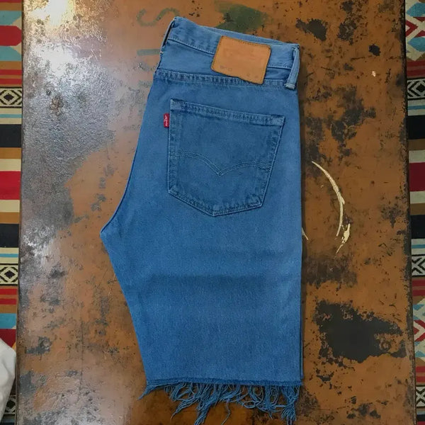 [BUNJANG] Levi's 501 Indie Blue Denim Shorts / 리바이스 501 인디 블루 데님 숏 팬츠 청반바지 허리 33 사이즈
