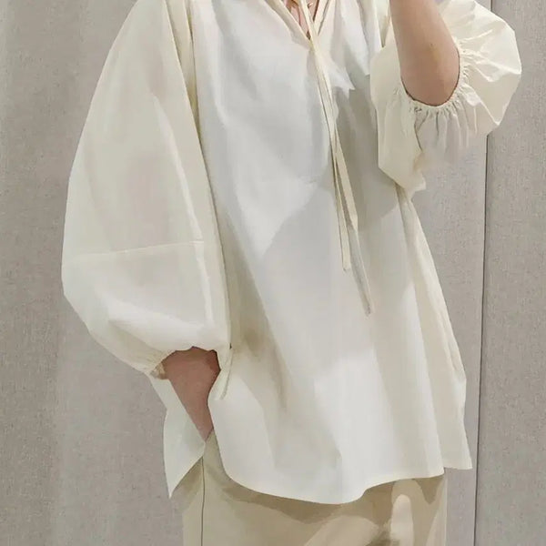 [BUNJANG] Balloon Sleeve Shirring T-Shirt - Oversized Daily Shirt / [새상품] 벌룬소매 셔링 티셔츠 / 오버핏 오버사이즈 루즈핏 데일리 셔츠