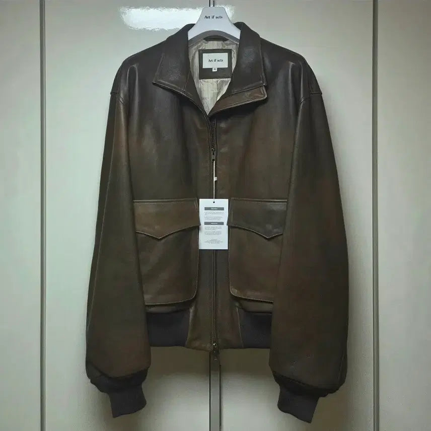 [BUNJANG] Artifects Stand Collar Leather Blouson Cloud Blown XL / 아트이프액츠 스텐드 카라 레더 블루종 (Cloud Blown, XL)