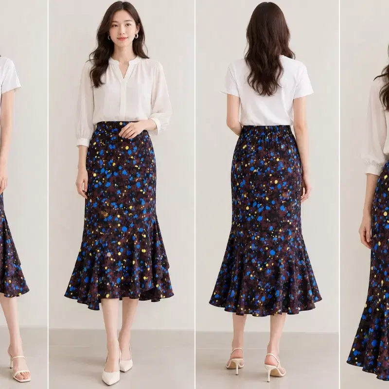 [BUNJANG] O'2nd Mermaid Ruffle Skirt / 한섬 O'2nd 오즈세컨 머메이드 러플 스커트 상태최상
