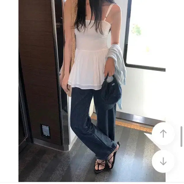 [BUNJANG] Ganaesra Summer Wide Denim Pants (Dark Navy, XS Short) / (새상품) 가내스라 썸머 와이드 데님 팬츠