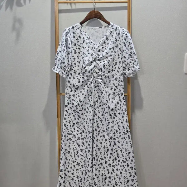 [BUNJANG] Lovely Long Dress with Black Floral Pattern / 사랑스러운  롱 원피스