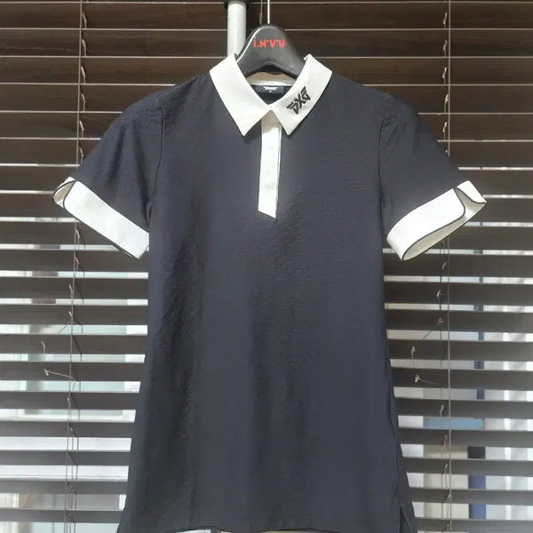 [BUNJANG] PXG Women's Golf Wear Short Sleeve Polo Shirt Black / PXG 여성 골프웨어 카라 반팔티 블랙