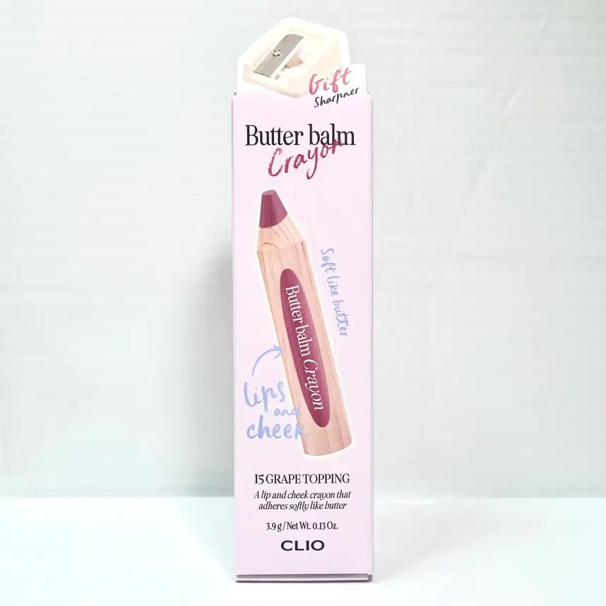 [BUNJANG] Clio Butter Balm Crayon Set (Grape Topping) / [15 그레이프 토핑] 클리오 버터 밤 크레용+샤프너 새상품