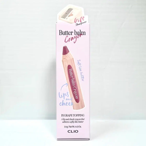 [BUNJANG] Clio Butter Balm Crayon Set (Grape Topping) / [15 그레이프 토핑] 클리오 버터 밤 크레용+샤프너 새상품