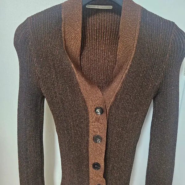 [BUNJANG] Marco Vicenzo Italian Luxury Knit Cardigan Brown 55-66 / 이탈리아 명품 마르코 비첸조 니트 가디건 브라운 55~66
