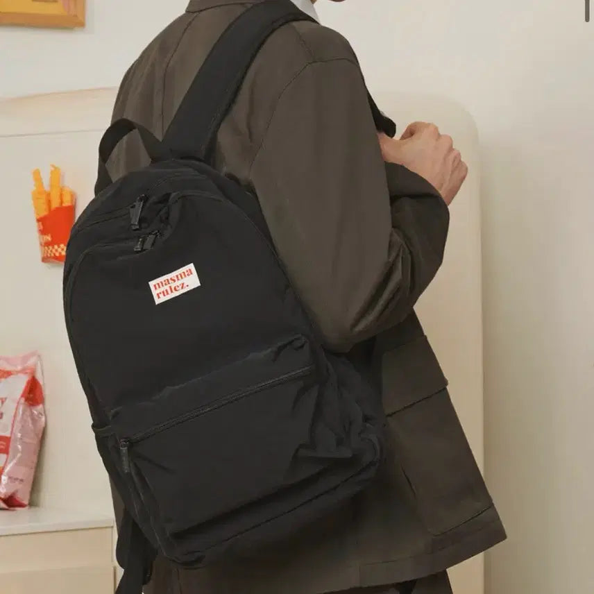[BUNJANG] MASMARULS Layered Backpack Black (Airpods Pouch Set) / 마스마룰즈 레이어드 백팩 블랙 [에어팟파우치세트]
