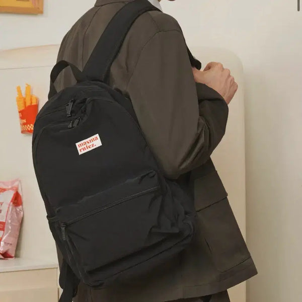 [BUNJANG] MASMARULS Layered Backpack Black (Airpods Pouch Set) / 마스마룰즈 레이어드 백팩 블랙 [에어팟파우치세트]