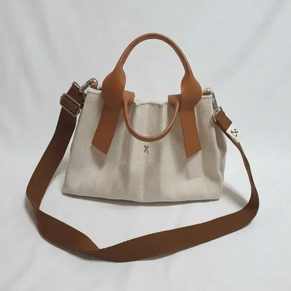 [BUNJANG] Joseph And Stacey Pleats Canvas Tote Bag Crossbody / 조셉앤스테이시 플리츠 캔버스 토트백 크로스백