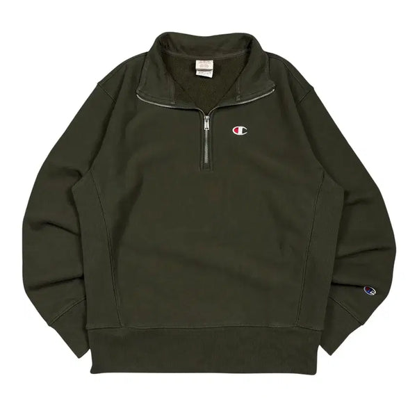 [BUNJANG] Champion Reverse Weave Khaki Half-Zip Sweatshirt / 챔피온 리버스위브 카키 반집업