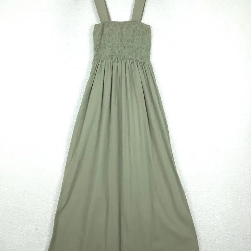 [BUNJANG] JK Women's Khaki Smocking Wide Jumpsuit / 제이케이 여성 카키 스모킹 와이드 점프슈트(F)
