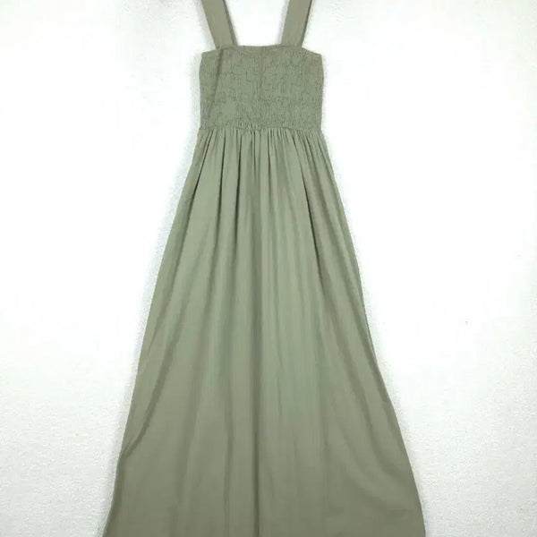 [BUNJANG] JK Women's Khaki Smocking Wide Jumpsuit / 제이케이 여성 카키 스모킹 와이드 점프슈트(F)
