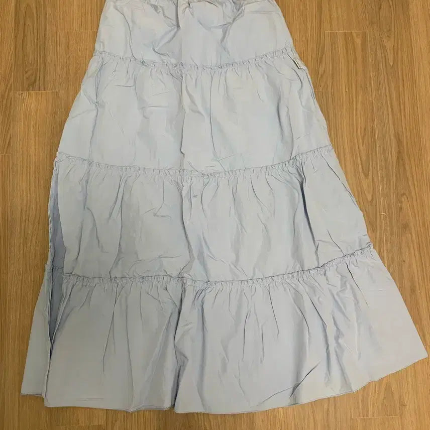 [BUNJANG] Homebody Things Maxi Shirring Flare Skirt Sky Blue / 홈바디띵즈 맥시 셔링 플레어 스커트 스카이블루