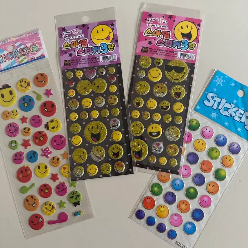 [BUNJANG] Set Smile Stickers Bundle Vintage Stationery / 세트 스마일 스티커 일괄 고전 문구 다꾸