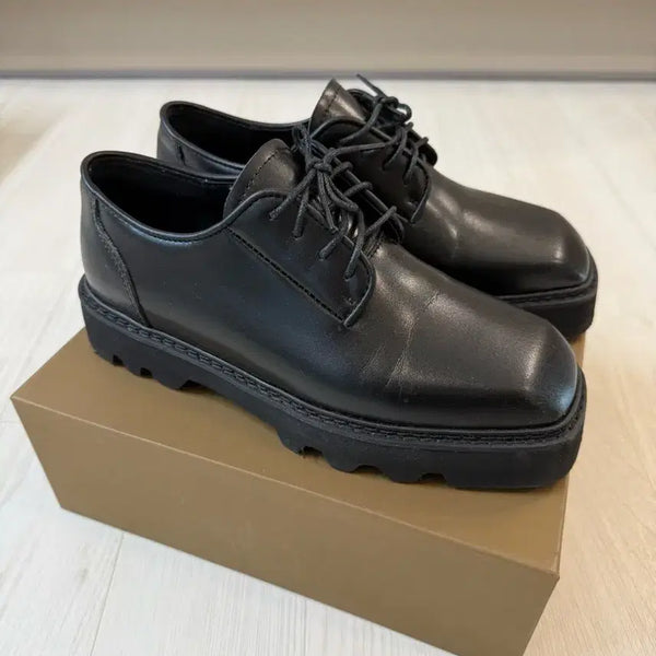 [BUNJANG] Genuine Leather Platform Derby Shoes / 통굽 블랙 더비슈즈 250(천연소가죽)