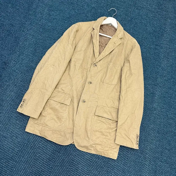 [BUNJANG] Polo Beige Cotton Blazer Jacket (L) / [L] 폴로 베이지 면 블레이져 자켓 만원샵