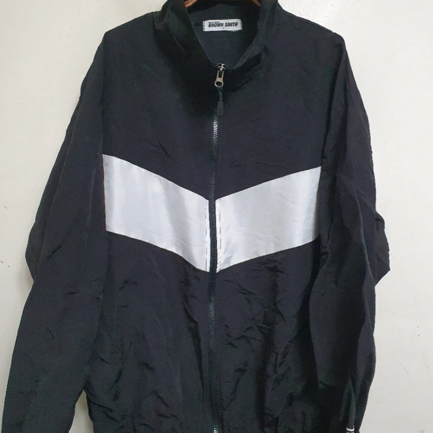 [BUNJANG] BROWN SMITH Color Block Windbreaker Jacket / BROWN SMITH 블랙 화이트 배색 바람막이