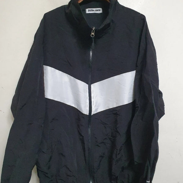 [BUNJANG] BROWN SMITH Color Block Windbreaker Jacket / BROWN SMITH 블랙 화이트 배색 바람막이