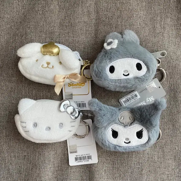 [BUNJANG] Sanrio Monotone Coin Pouch / Pouch / Airpod Case with Keychain / 산리오 모노톤 동전지갑 파우치 에어팟케이스 키링